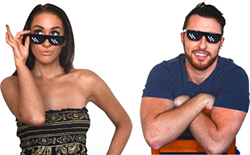 Pixelated Meme Sunglasses - Funny Gamer Deal With It Glasses