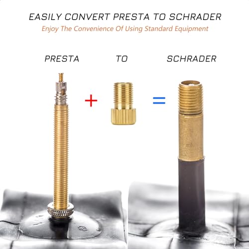 6 PCS Brass Presta to Schrader Valve Adapters for Bicycle Tire Inflation