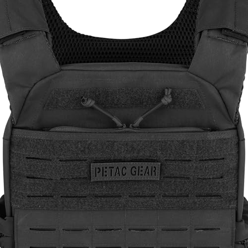 PETAC GEAR BK 7.8in Tactical Drop-in Zipper Inserts for Built-in Vest Plate Bag Admin Pocket