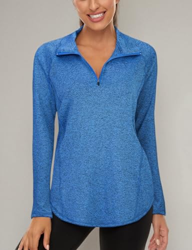 LURANEE Women's UPF 50+ Long Sleeve 1/4 Zip Athletic Pullover - XX-Large Dark Blue