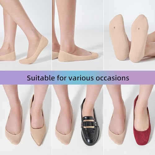 12 Pairs Women's No Show Socks - Ultra Low Cut Invisible Non-Slip Socks, 5-8 Size, Black/Nude/White