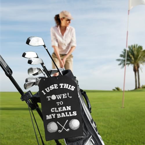 Golf Towel Accessories for Men - Black Clean My Ball
