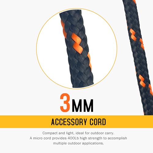 GM CLIMBING Green 3mm Double Braided Accessory Cord 100Ft | 400LBS Strength