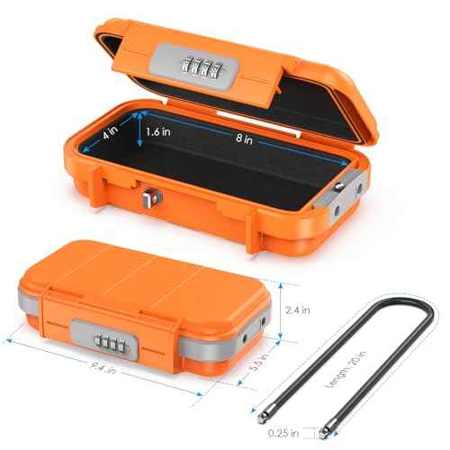 AMIR Portable Combination Lock Box, Security Case Lock Box with Code, Waterproof Anti-Theft Mini Travel Safe Box with Removable Chain, Portable Lock Box for Dorm Beach Hotel
