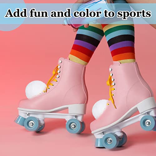 Roller Skate Pom Poms with Bells - 8 cm White Fluffy Balls
