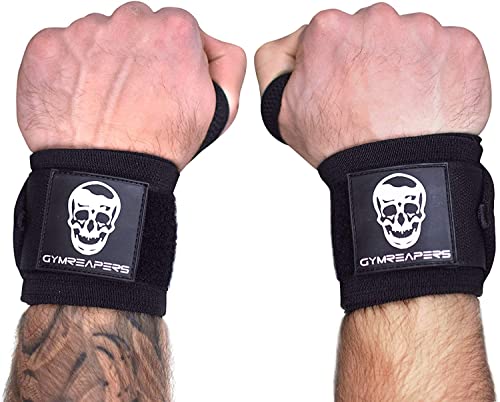 Heavy Duty Wrist Wraps for Weightlifting - 18 Inch with Thumb Loop - Black / 12"