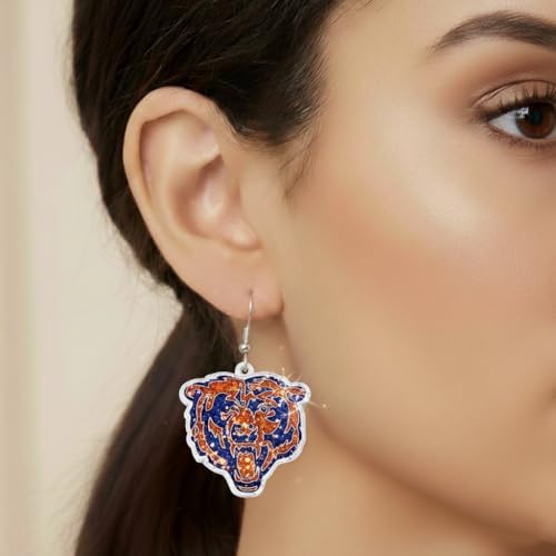 NFL Glitter Dazzle Earrings - Chicago Bears - Hypoallergenic