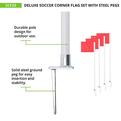Soccer Corner Flags Set of 4 - 60" Poles with Red Rectangle Flags