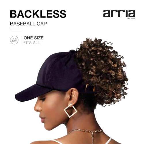 Satin-Lined Backless Baseball Cap - Hair Protection Hat - Black