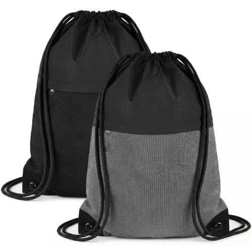 2 Pack Drawstring Gym Backpacks for Men & Women, Lightweight & Packable, 20L