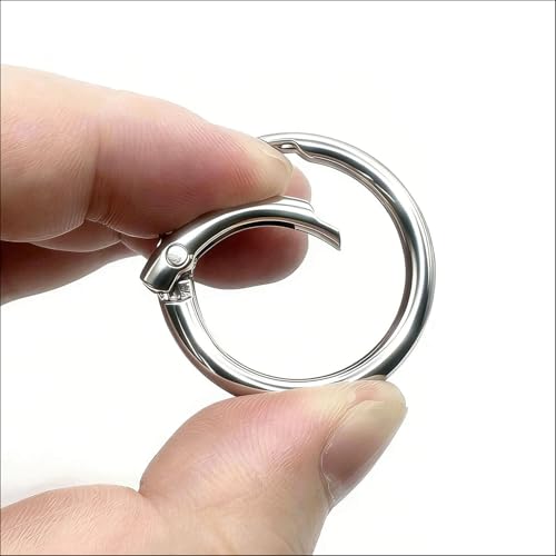 20 Pack 0.75 Inch Spring O Rings - Silver Keychain Clips