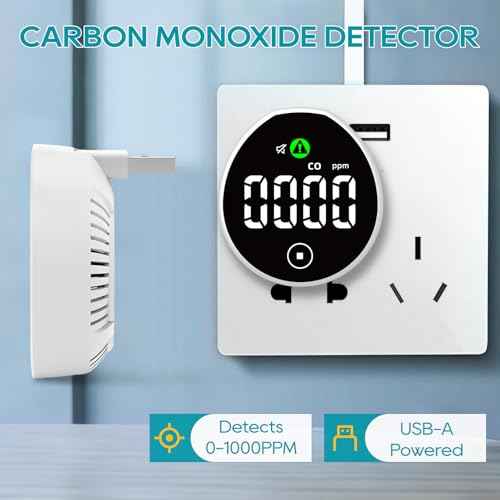 USB Carbon Monoxide Detector with Touch Screen, Plug-in/USB-A/USB-C Powered Carbon Monoxide Monitor Alarm, Portable CO Detector Easy to Read & Use, for Home/Hotel/Travel/Office/RV (2-Pack)
