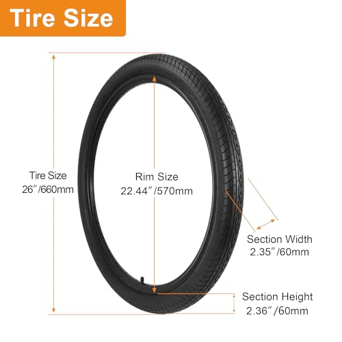 RUTU 2 Pack 26x2.35 Folding Bike Tires with Inner Tubes - Bicycle Replacement