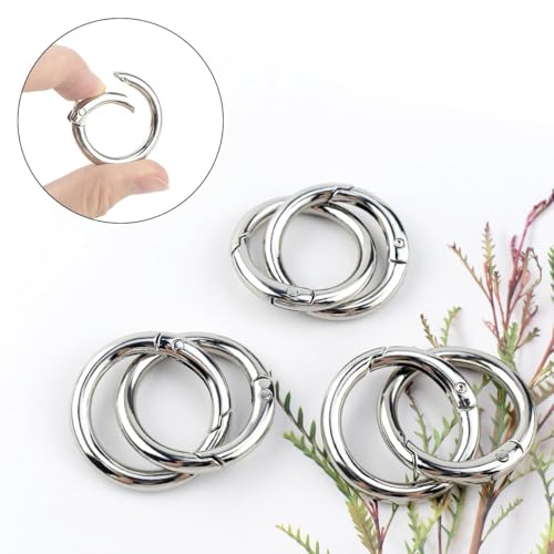 10 Pack Round Spring O Rings - Metal Carabiner Snap Hooks for Handbags