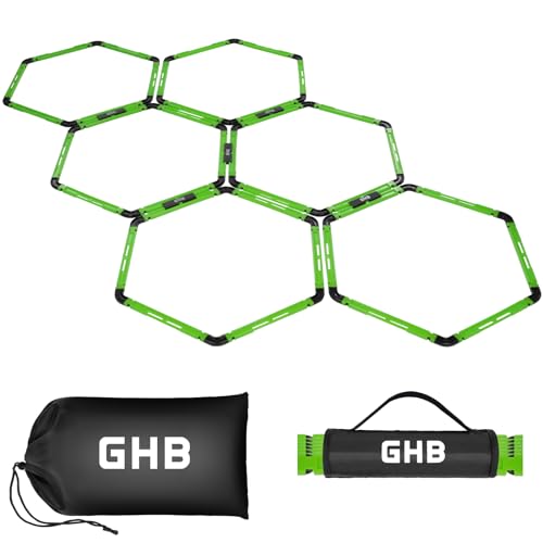 Hexagon Agility Rings Set - 6 Portable Training Rings with Bag