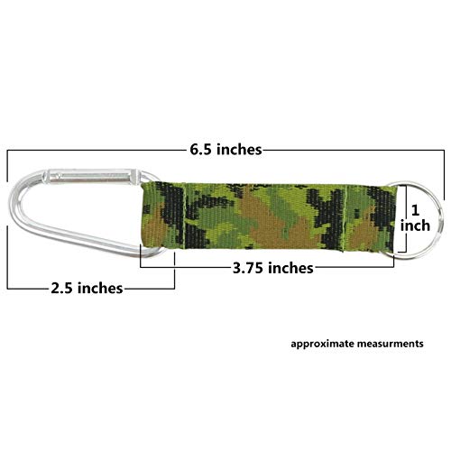 Durable Camo Carabiner Keychain with Strap - 6-Pack