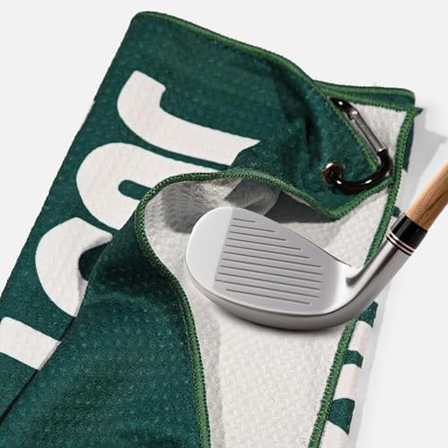 Funny Microfiber Golf Towel with Clip - 24x16 Inch - Green/White