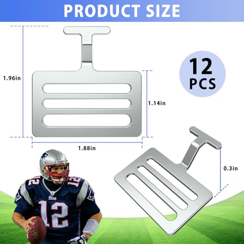 12 Pcs 1.5 Inch Silver Football Shoulder Pad T Hooks for Protective Gear