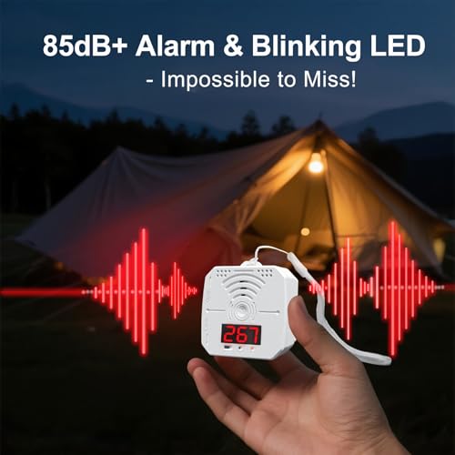 2 Pack Travel Carbon Monoxide Detector with Battery Operated,Portable co2 Detector Alarm for Home, Car, RV | Advanced Sensors, LCD/LED, Low Battery Warning | 85 Decibel Monoxide Alert