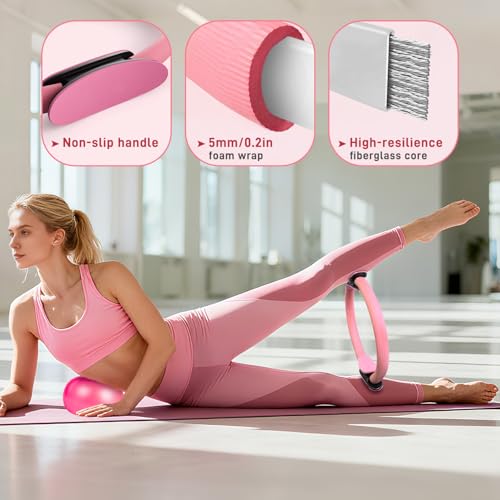 Pilates Ring Set with 12" Ring & 9" Ball - Pink - 15 PCS Kit