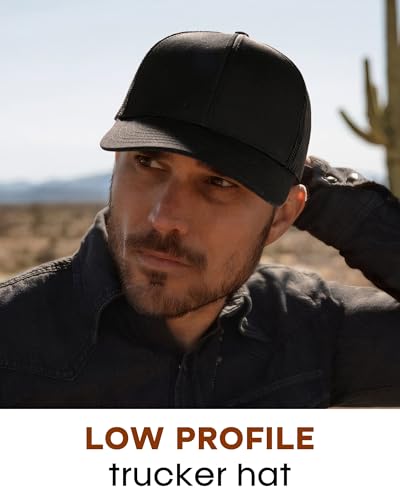 FURTALK Mens Trucker Hat Structured Mesh Baseball Cap Adjustable Black Grey White