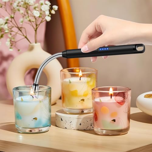 Rechargeable Candle Lighter - 2 Pack with 360° Flexible Neck - Double Black