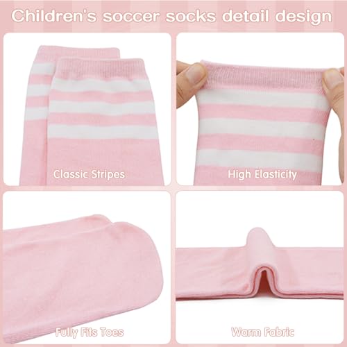 Toddler Knee High Soccer Socks - White Pink, 6-9 Years