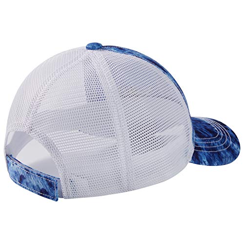 BASSDASH Altimate Mesh Back Trucker Cap - Adjustable Baseball Hat for Men & Women, Blue Camo, One Size
