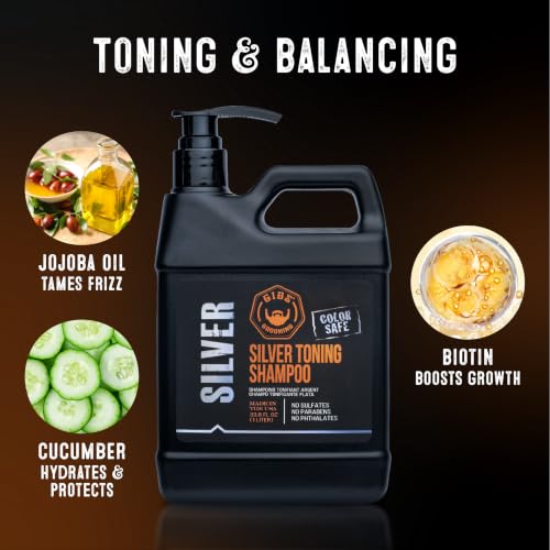 GIBS Grooming Vanilla Silver Toning Shampoo 33.8 oz for Men - Color Safe & Sulfate-Free