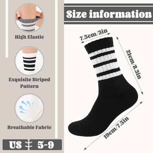 Striped Casual Athletic Socks for Women - 6 Pcs Set