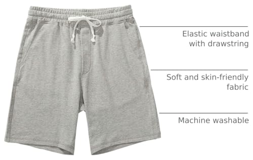 AMY COULEE Men's Casual 8" Cotton Workout Shorts Gray Medium with Pockets