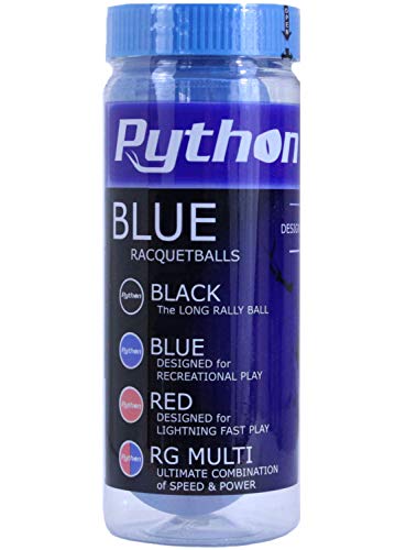 Python Blue Racquetballs - 3 Ball Can for Indoor Play