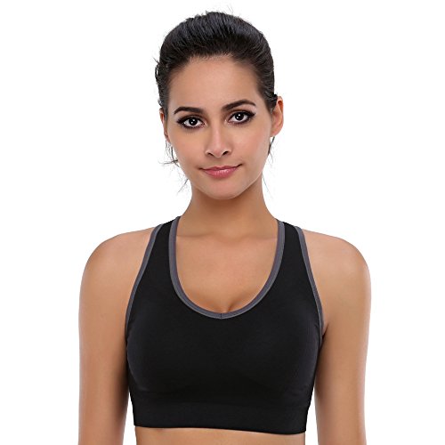 BAOMOSI Women's Seamless High-Impact Racerback Sports Bra X-Large Black
