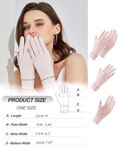 UPF 50+ Sun Gloves for Women - Pink, Medium Size