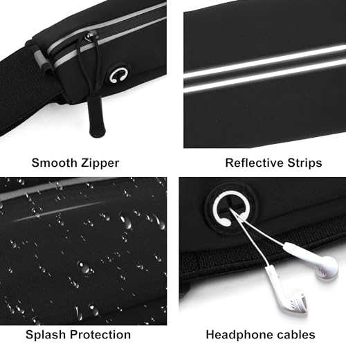 Running Belt Fanny Pack - Lightweight Waterproof Bag for Men & Women - Black