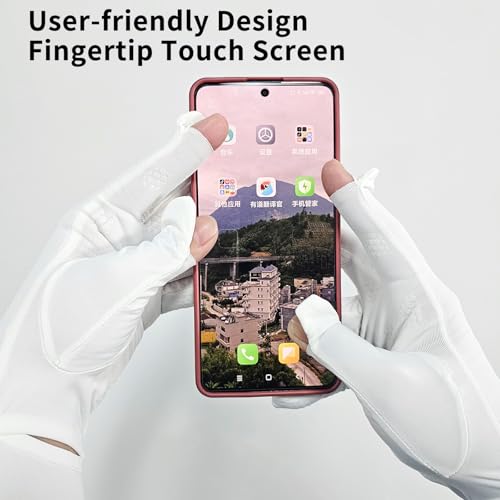 Sunscreen Gloves for UV Protection - UPF50+ Touchscreen - White
