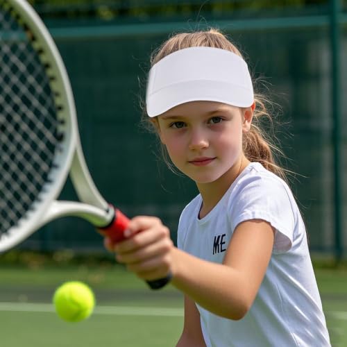 Kids Adjustable Cotton Sun Visor Hat - One Size, White
