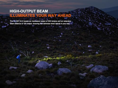 Fenix HL12R V2 USB Rechargeable 500 Lumen Headlamp with EdisonBright Cable