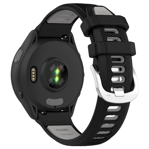 Garmin Venu 3S Replacement Bands - 18mm Black Gray Silicone Strap