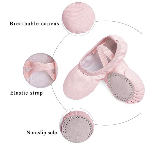 No-Tie Canvas Ballet Shoes for Toddler Girls - Ballet Pink