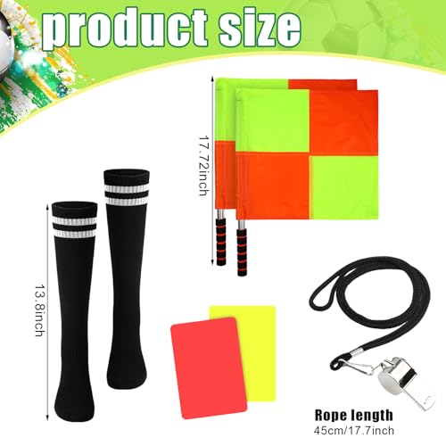 Kids Soccer Referee Costume Set - 11 Pcs Age 8-10