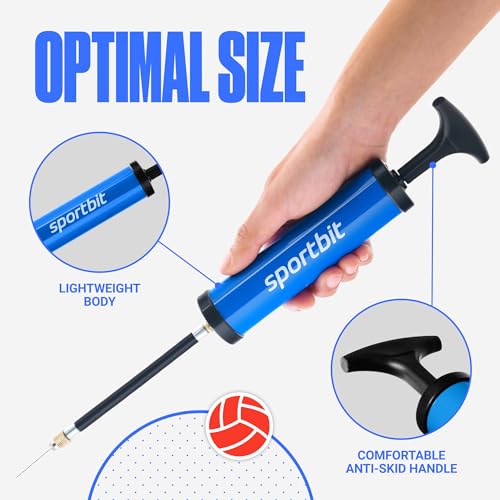 Portable Basketball Pump with 5 Needles & Nozzles – Hand Pump for Sports Balls