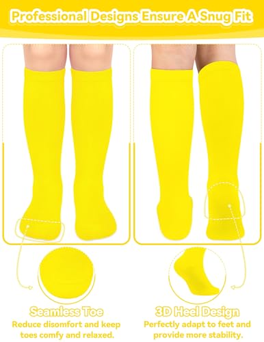 Kids Soccer Socks - Toddler Baseball Socks for Ages 3-6 Years - Pure Yellow