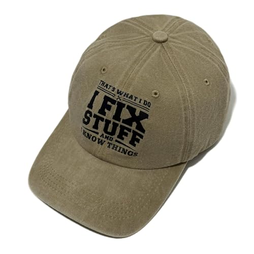 I Fix Stuff & I Know Things Dad Hat - Natural, Gifts for Men, Father's Day, Husband, Grandpa