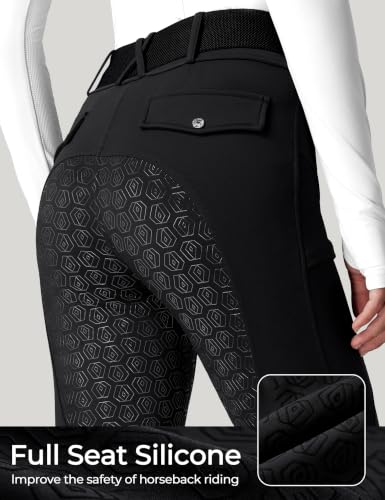 FitsT4 Sports Women's Fleece Horse Riding Pants - Medium, Black