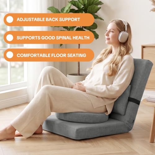 Adjustable Meditation Chair with Lumbar Support & Cushion - Foldable