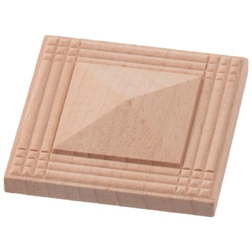 6 Pcs Wood Carved Appliques Square Furniture Decal Flower Pattern Wood Applique Onlay Unpainted for Cabinet Door Mirror Bed Wall Furniture Decoration 5x5cm/1.97x1.97in