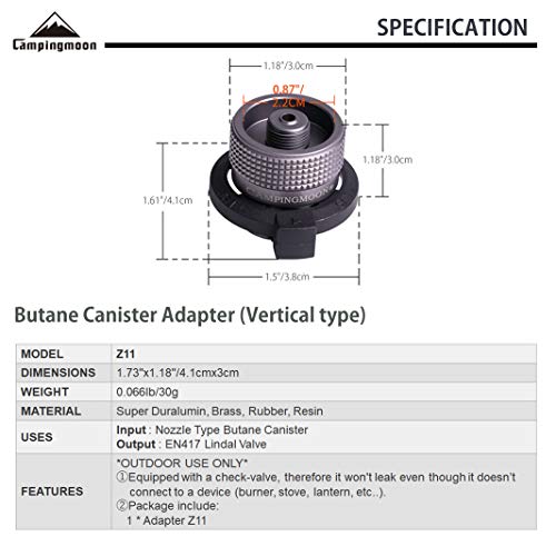 Butane Canister to EN417 Lindal Valve Adapter - Vertical Type Z11