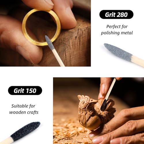 50 Pcs Sanding Sticks Kit,5.3x0.2 inch 120/280 Grit Double End Matchsticks Sanding Twigs Precision Tools,Fine Detailing Polishing Tool for Tight Spaces Detailing