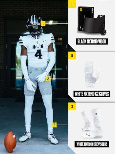 NXTRND Large White Compression Sports Crew Socks for Men - Athletic Cushion Socks for Basketball, Football & Running